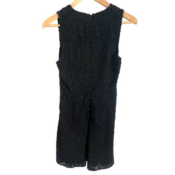 Theory Miriam Deep V-Neck Black Sleeveless Dress 2 LBD Textured Floral Shift - Picture 5 of 9